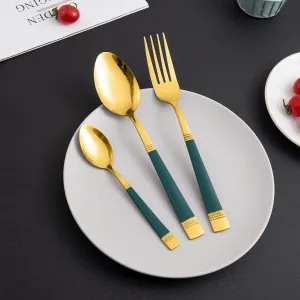 HOKIPO Cutlery Set of 18 / 24 Pcs Stainless Steel Flatware Set, Mirror Finish - Gold
