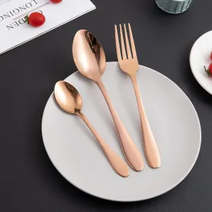 HOKIPO Rose Gold Cutlery Set of 18 / 24 Pcs Stainless Steel, Mirror Finish with Gift Box