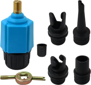 Inflatable SUP Pump Adaptor Air Pump Converter, Multifunction Sup Valve Adapter with 4 Air Valve Nozzles for Inflatable Boat, Stand Up Paddle Board, Inflatable Bed, Surf Paddle Board - Blue