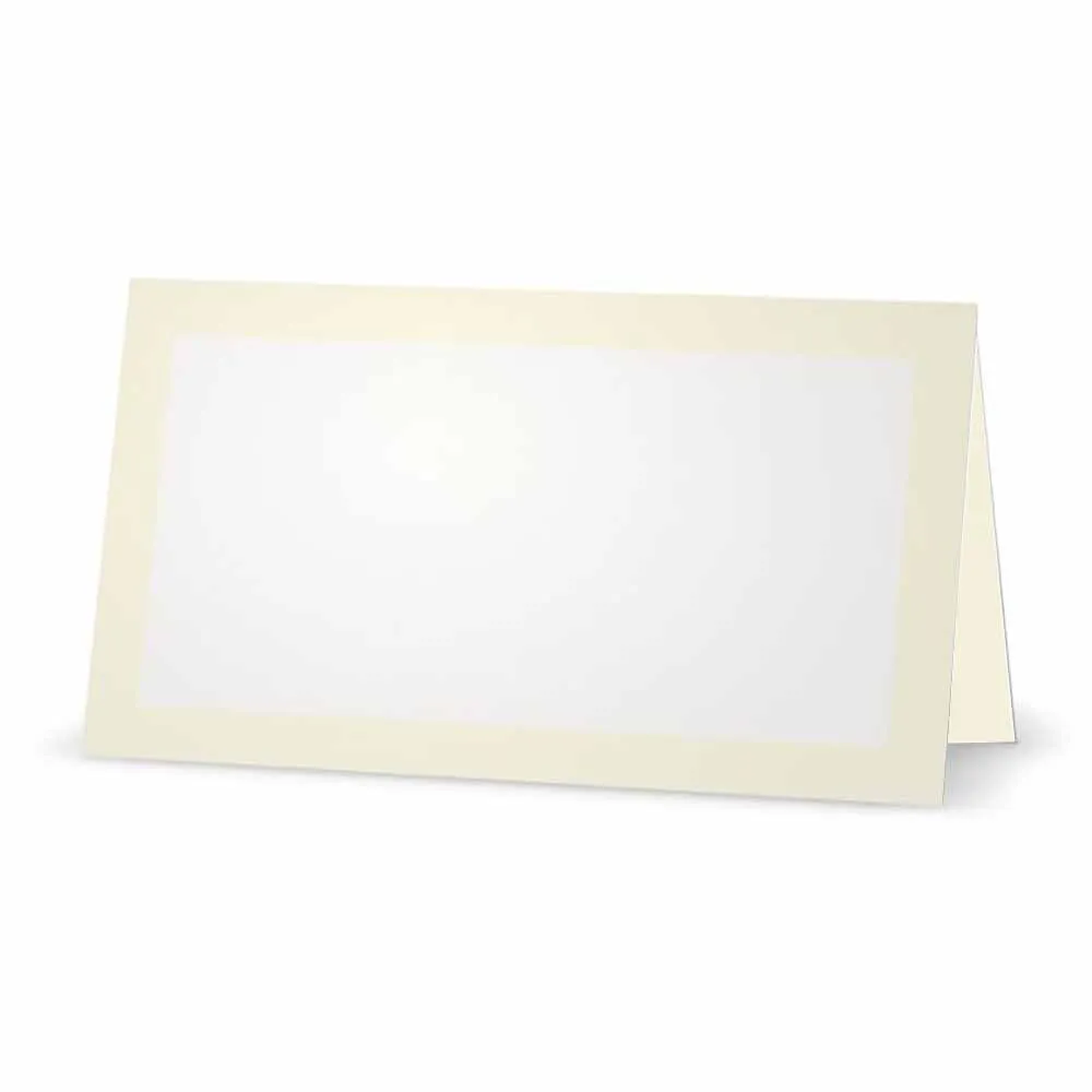 Ivory Border Place Cards - Tent Style