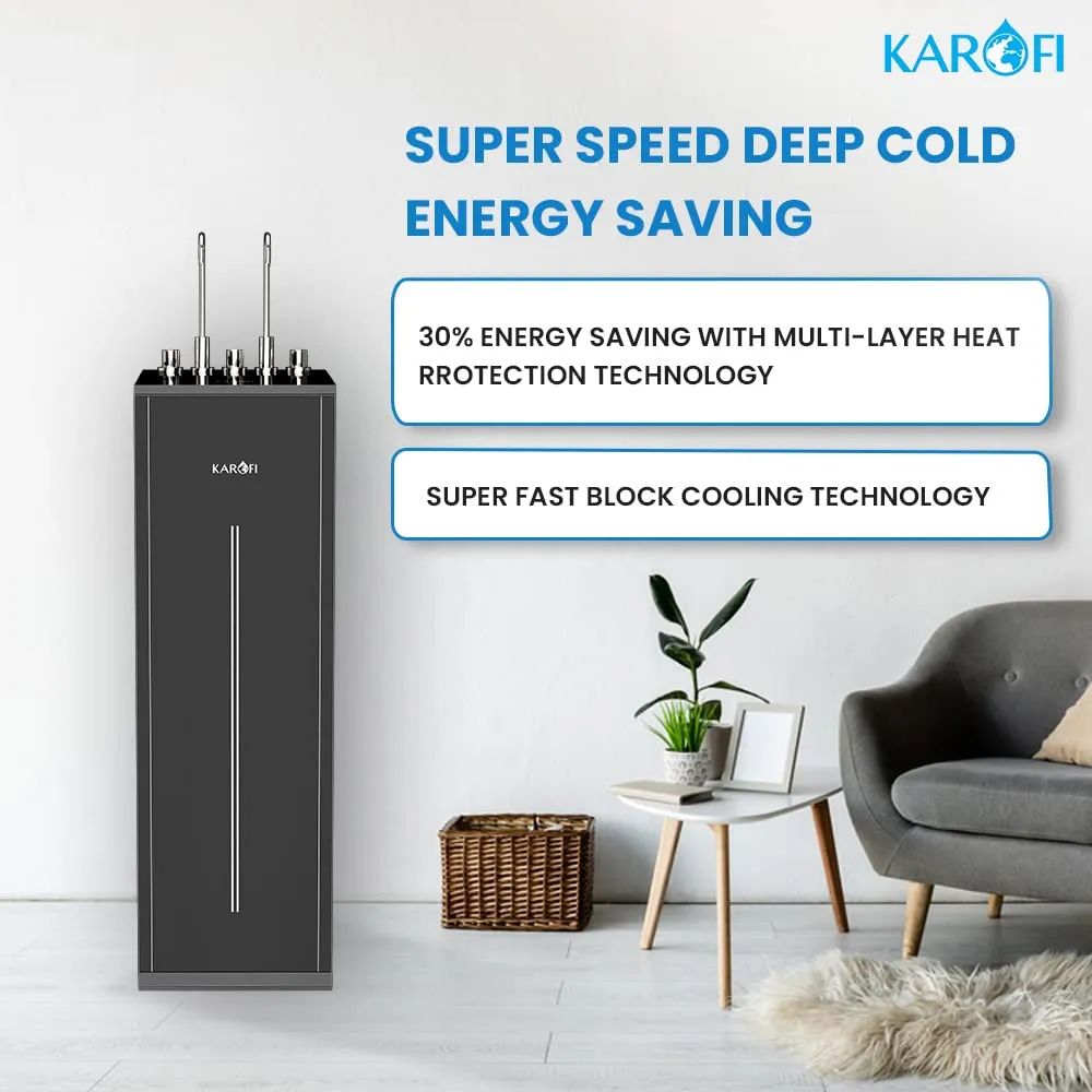 Karofi Water Dispenser & Water Purifier KAD L56 14L | Hot, Cold & Filter | 30% Energy Saving | 10 Powerful filters | India's 1st 2-in-1 Water Dispenser and Purifier | 1 Year Warranty
