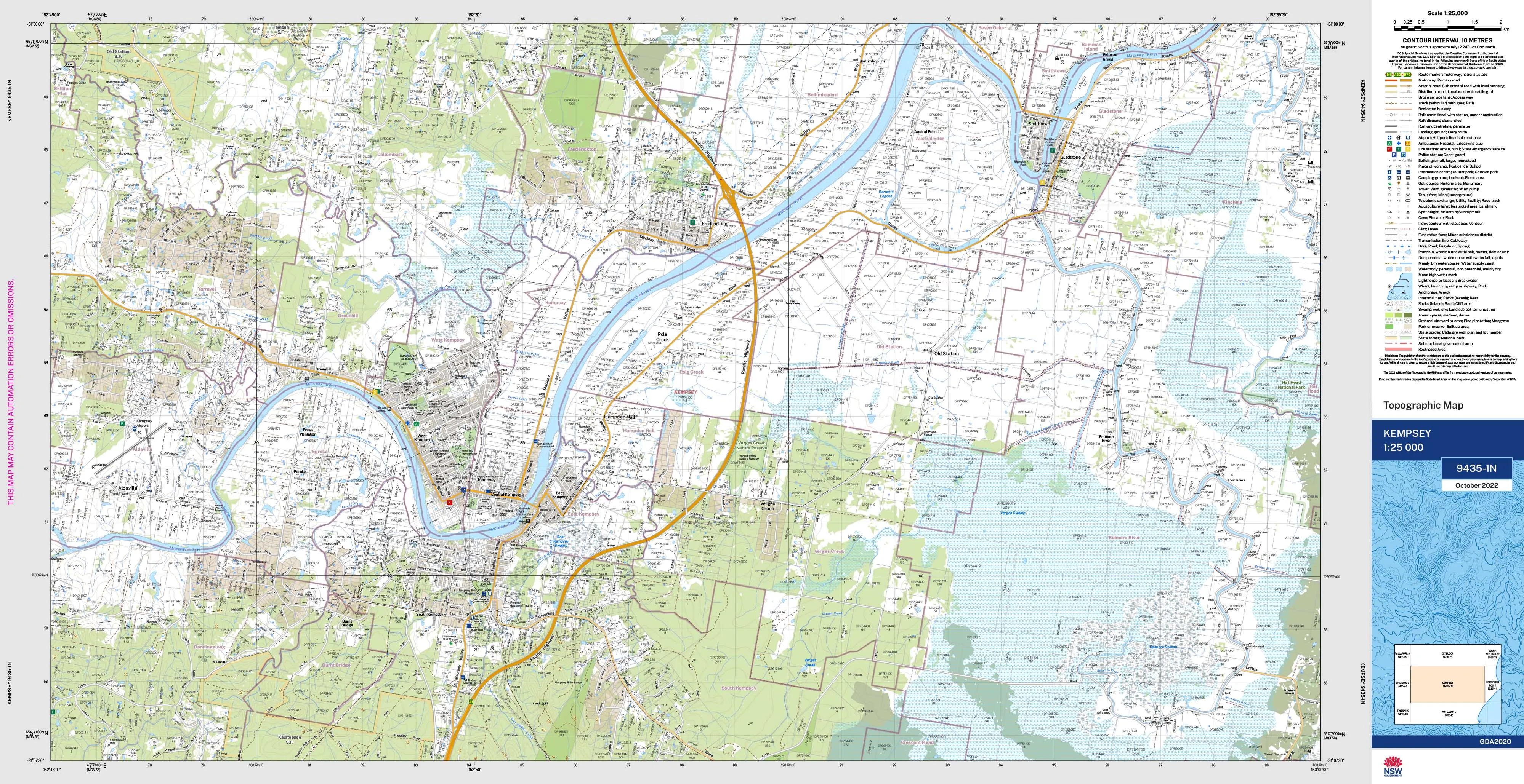Kempsey 9435-1N Topographic Map 1:25k