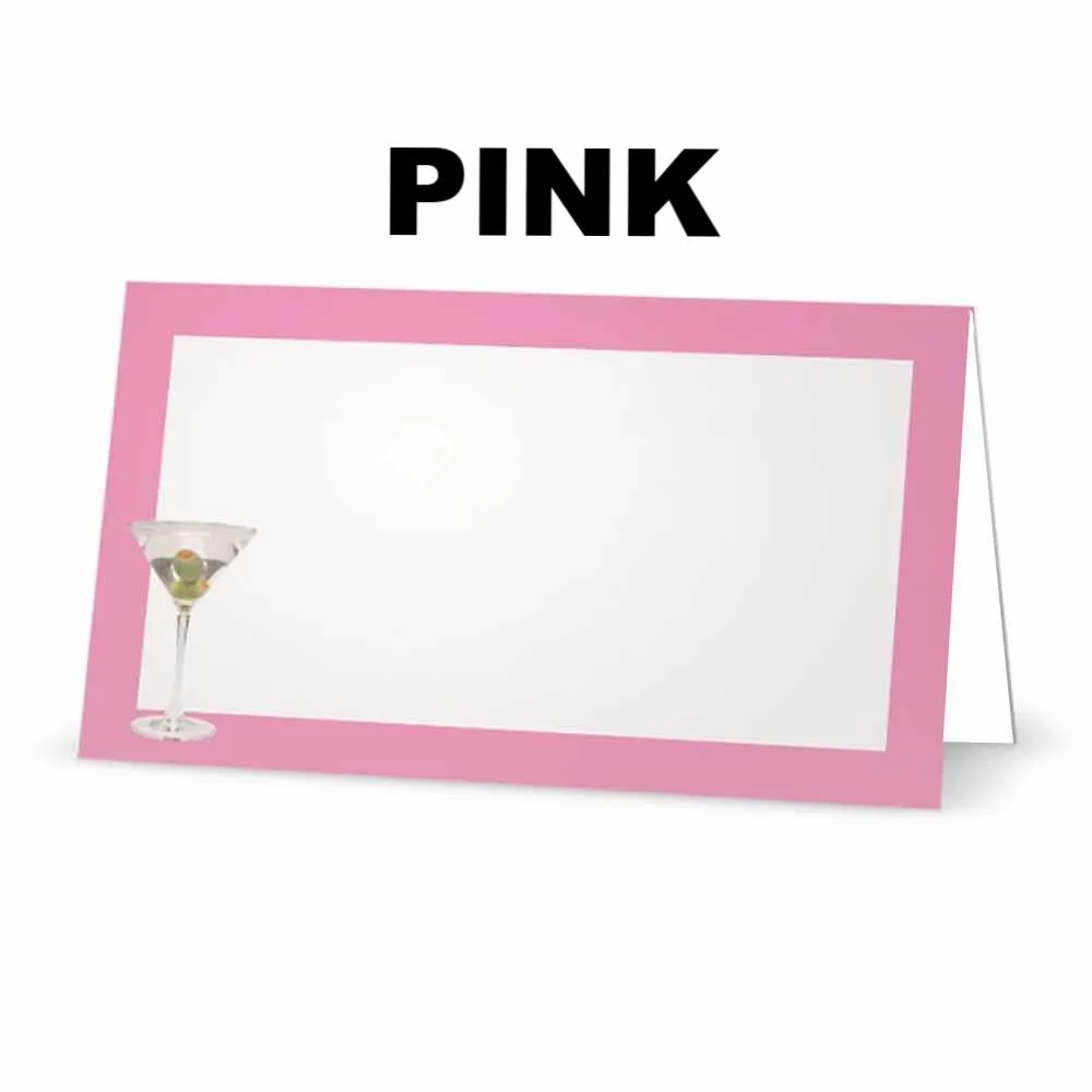 Martini Place Cards  - Tent Style - SELECT COLOR