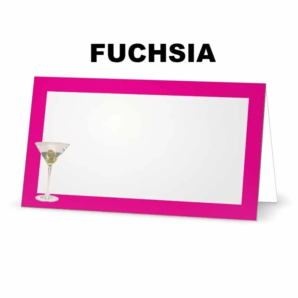 Martini Place Cards  - Tent Style - SELECT COLOR