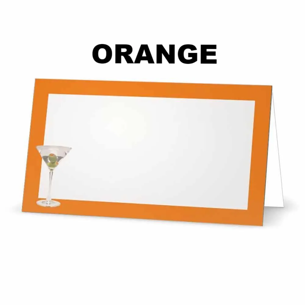 Martini Place Cards  - Tent Style - SELECT COLOR
