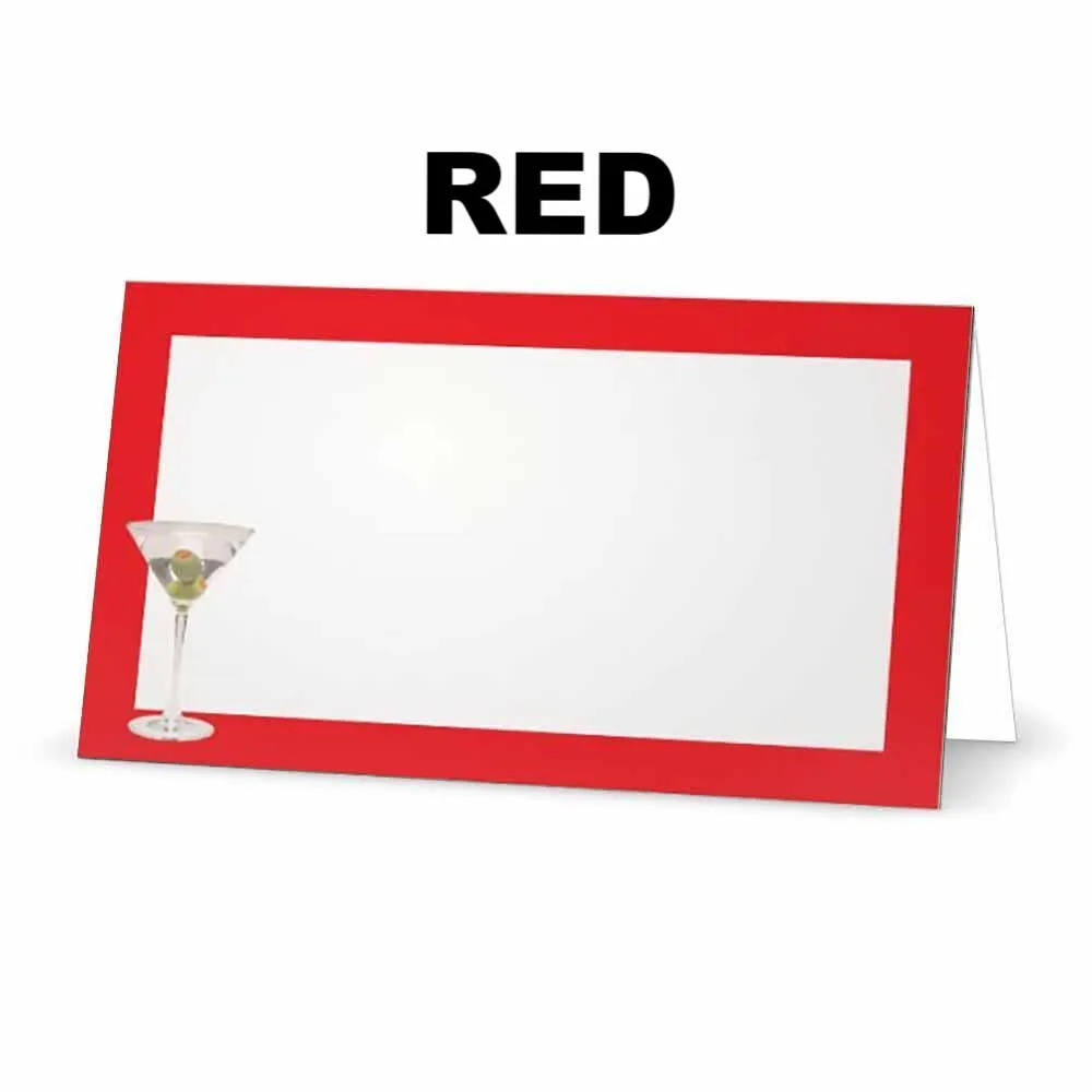 Martini Place Cards  - Tent Style - SELECT COLOR