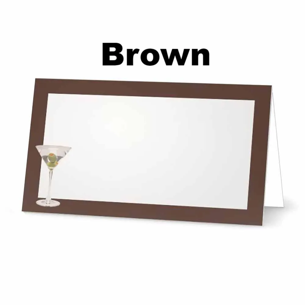 Martini Place Cards  - Tent Style - SELECT COLOR