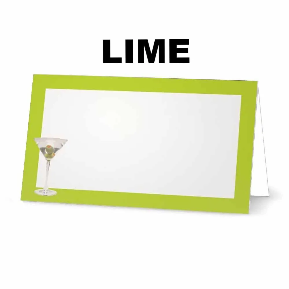 Martini Place Cards  - Tent Style - SELECT COLOR