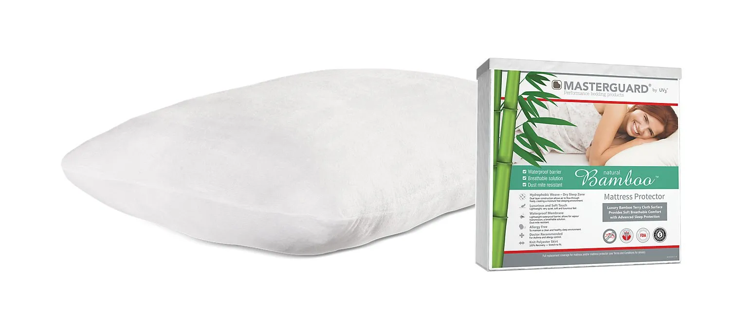 MasterGuard® Natural Bamboo™ Full Mattress Protector with 1 Natural Bamboo Pillow
