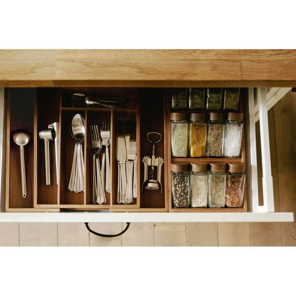 Mera 8 Compartment Expandable Cutlery Tray Bamboo