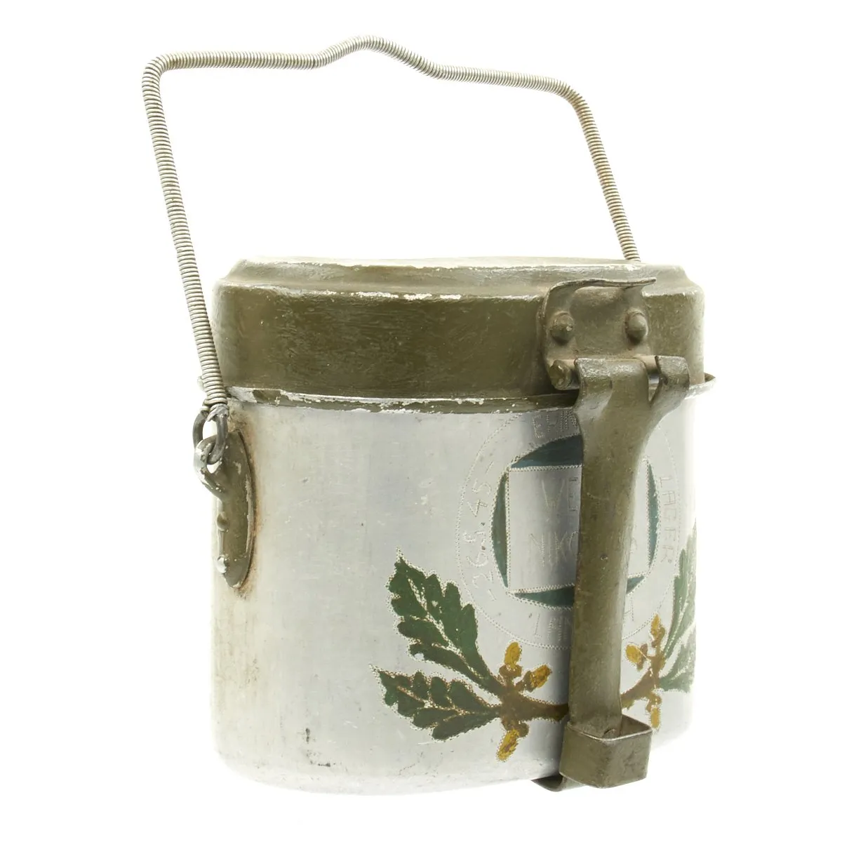 Original German WWII M-31 Aluminum Mess Tin Decorated by German P.O.W. Nikolaus Werth