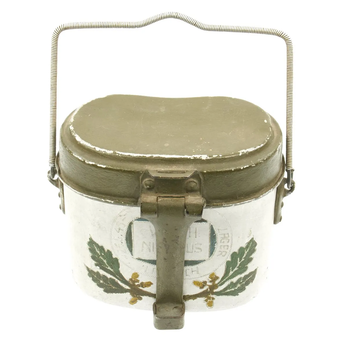 Original German WWII M-31 Aluminum Mess Tin Decorated by German P.O.W. Nikolaus Werth