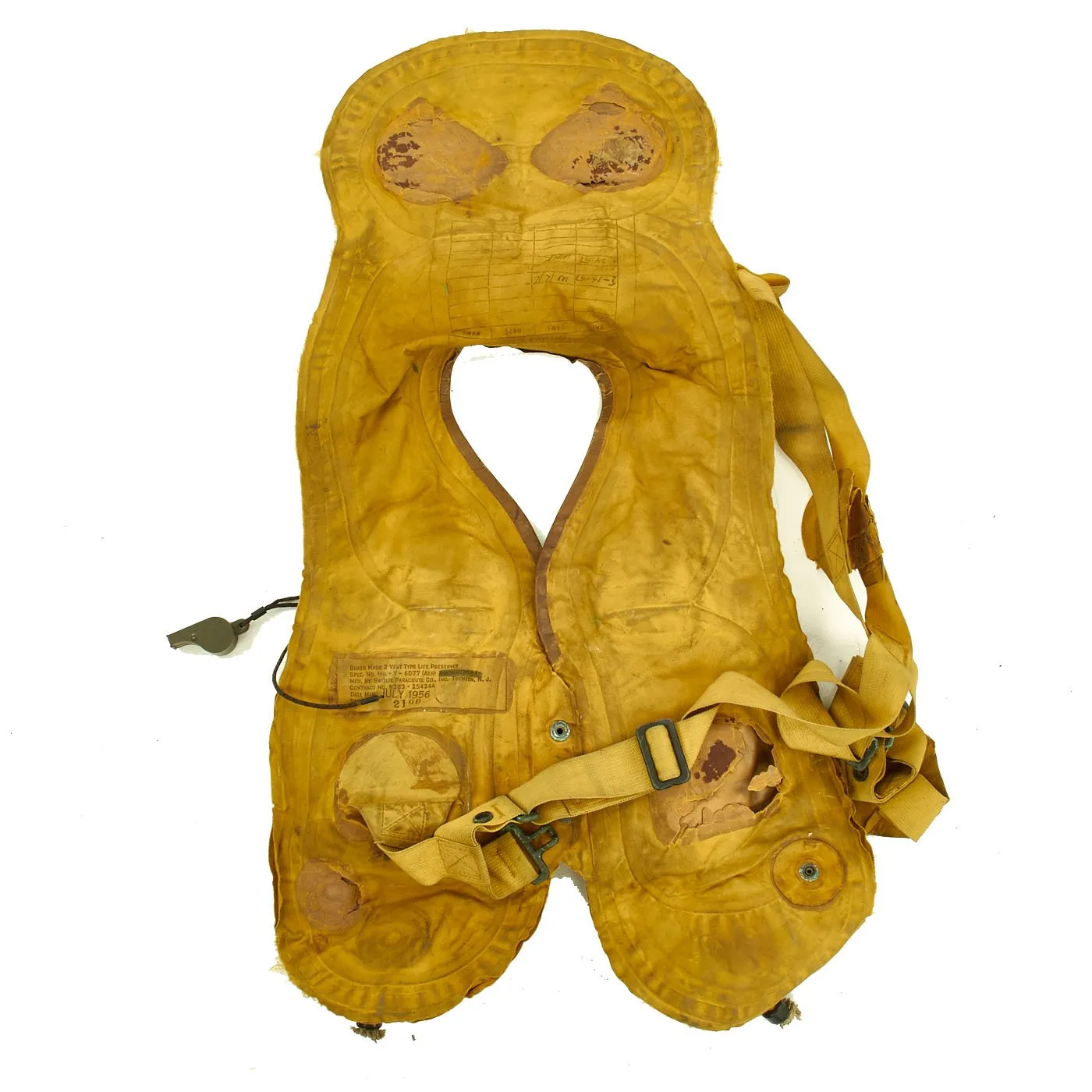 Original U.S. Cold War USAF Pilot 1956 Dated Bauer Mark 2 Survival Vest Type Life Preserver