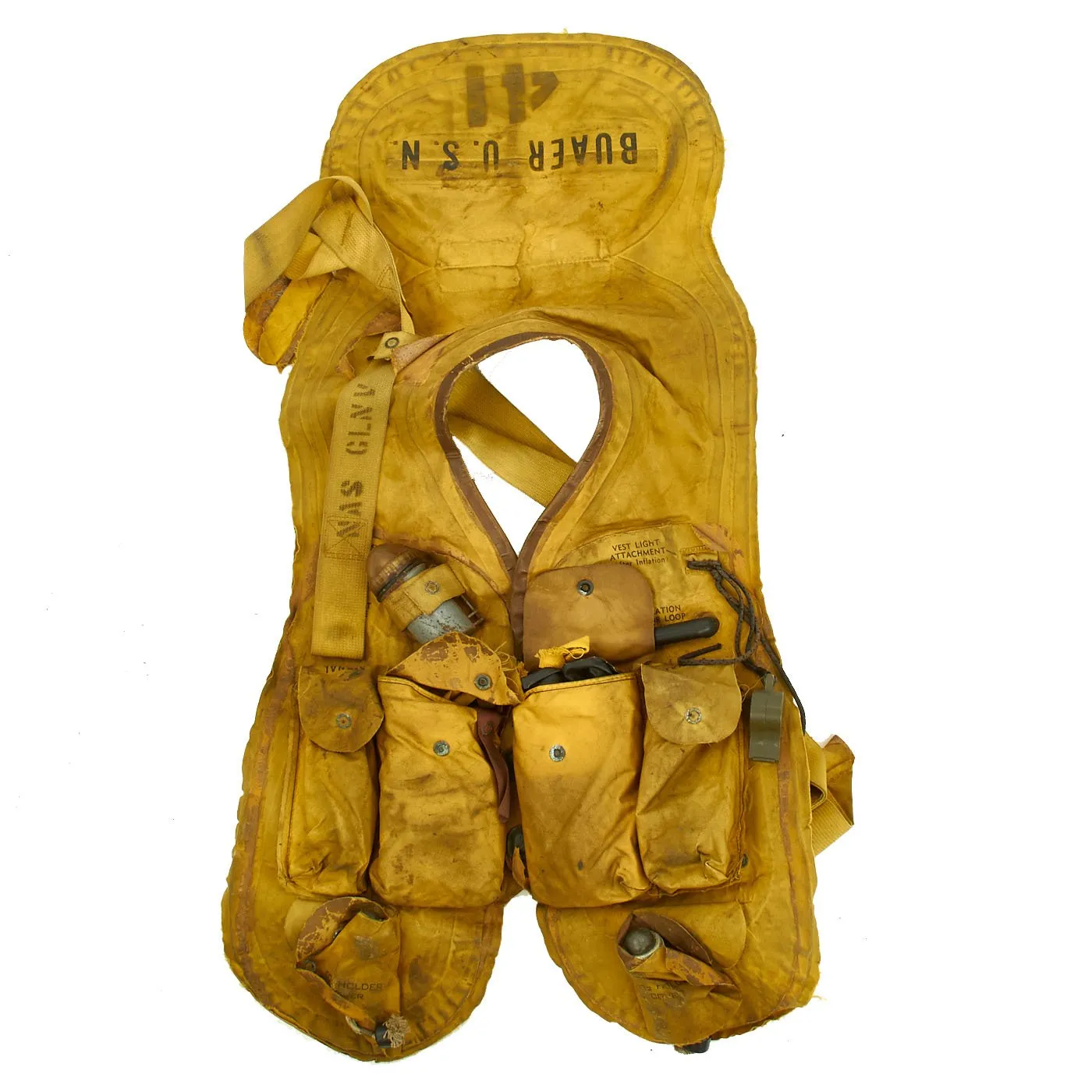Original U.S. Cold War USAF Pilot 1956 Dated Bauer Mark 2 Survival Vest Type Life Preserver