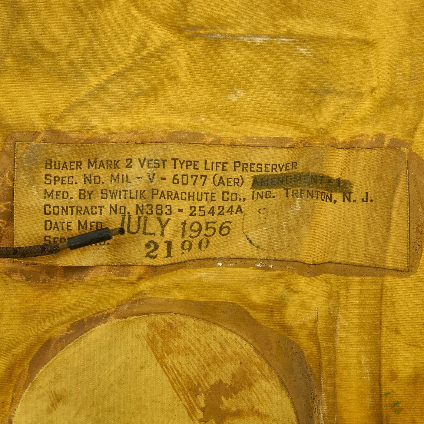Original U.S. Cold War USAF Pilot 1956 Dated Bauer Mark 2 Survival Vest Type Life Preserver