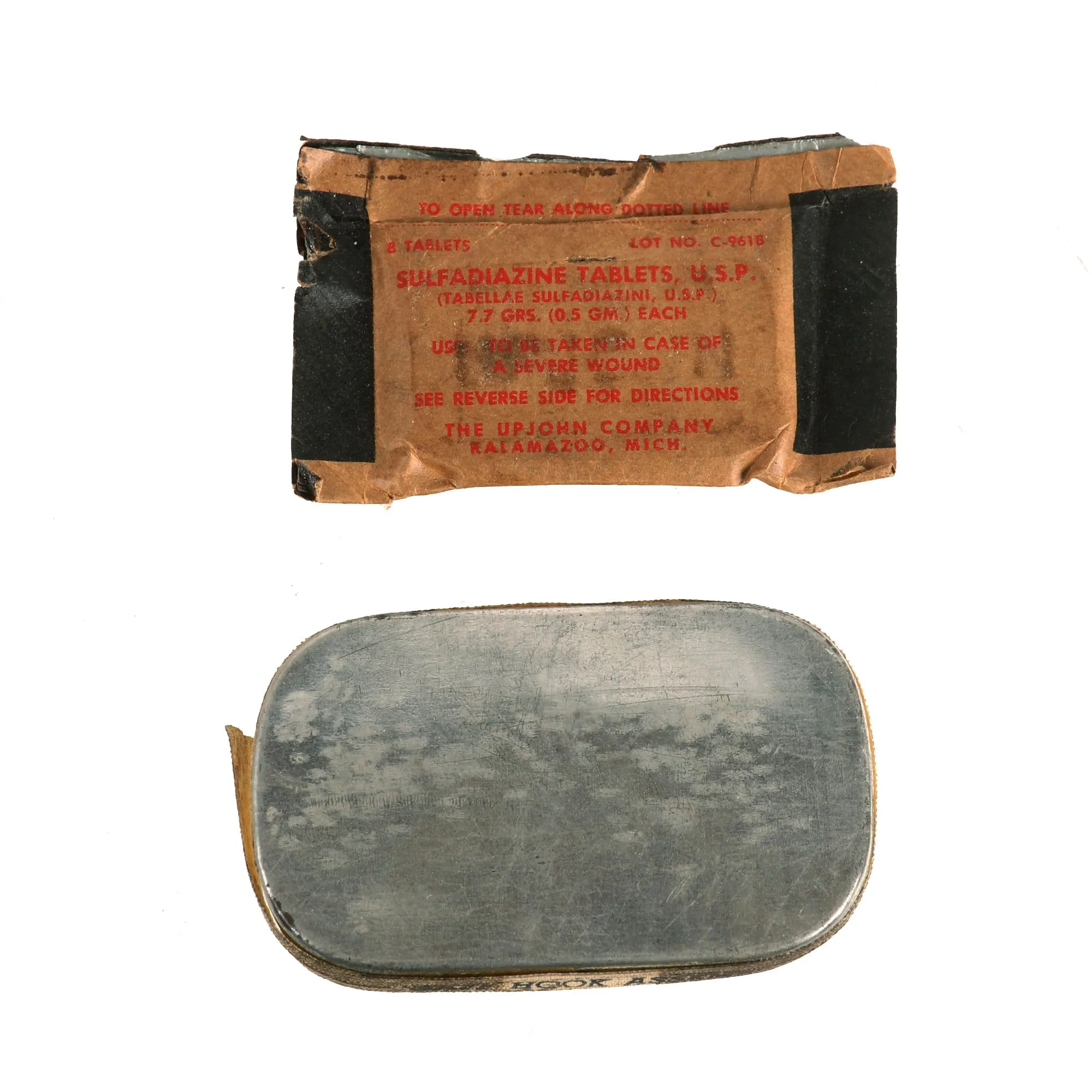 Original U.S. WWII Army Air Forces Emergency Lifeboat Survival Kit with Knives, Flashlight, Signal Mirror, Compasses - Unissued