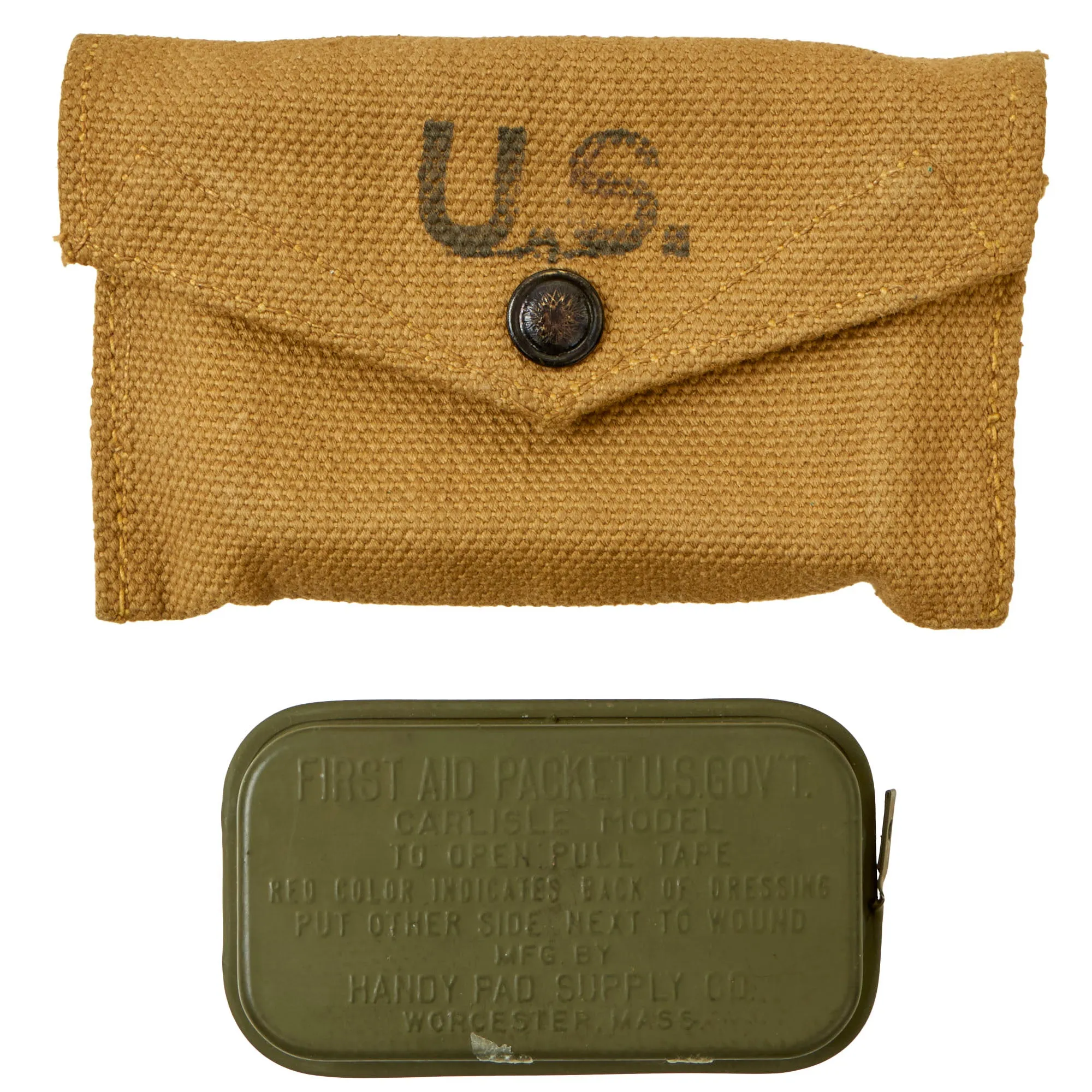 Original U.S. WWII British Made Medic Pouch Dated 1944 with Carlisle Bandage