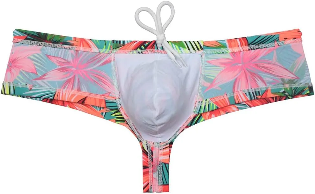OROCOJUCO Mens Swimwear Skimpy Briefs Bikini Brazilian Cut Surf Shorts Board Cheeky Swim Trunks