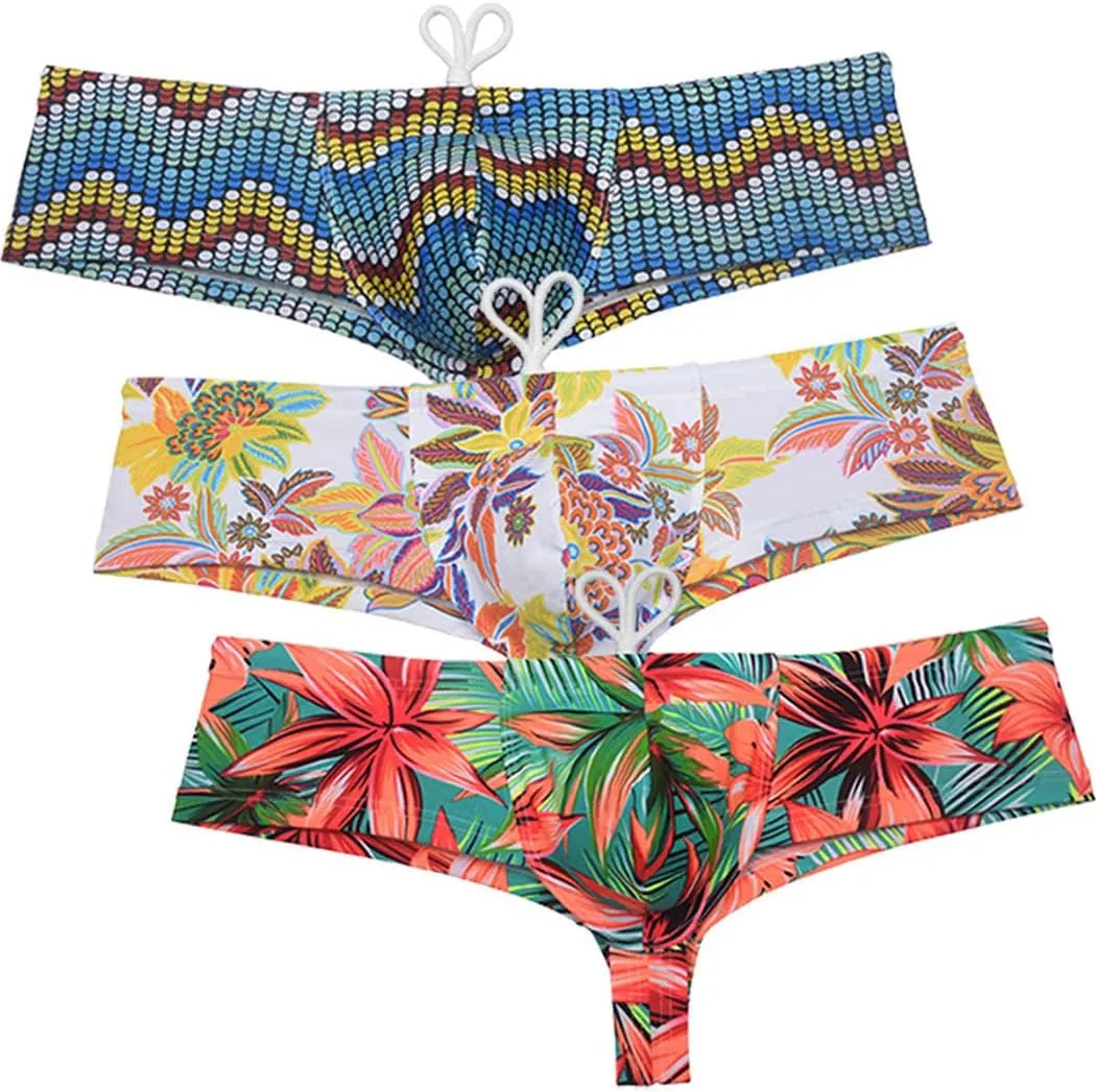 OROCOJUCO Mens Swimwear Skimpy Briefs Bikini Brazilian Cut Surf Shorts Board Cheeky Swim Trunks