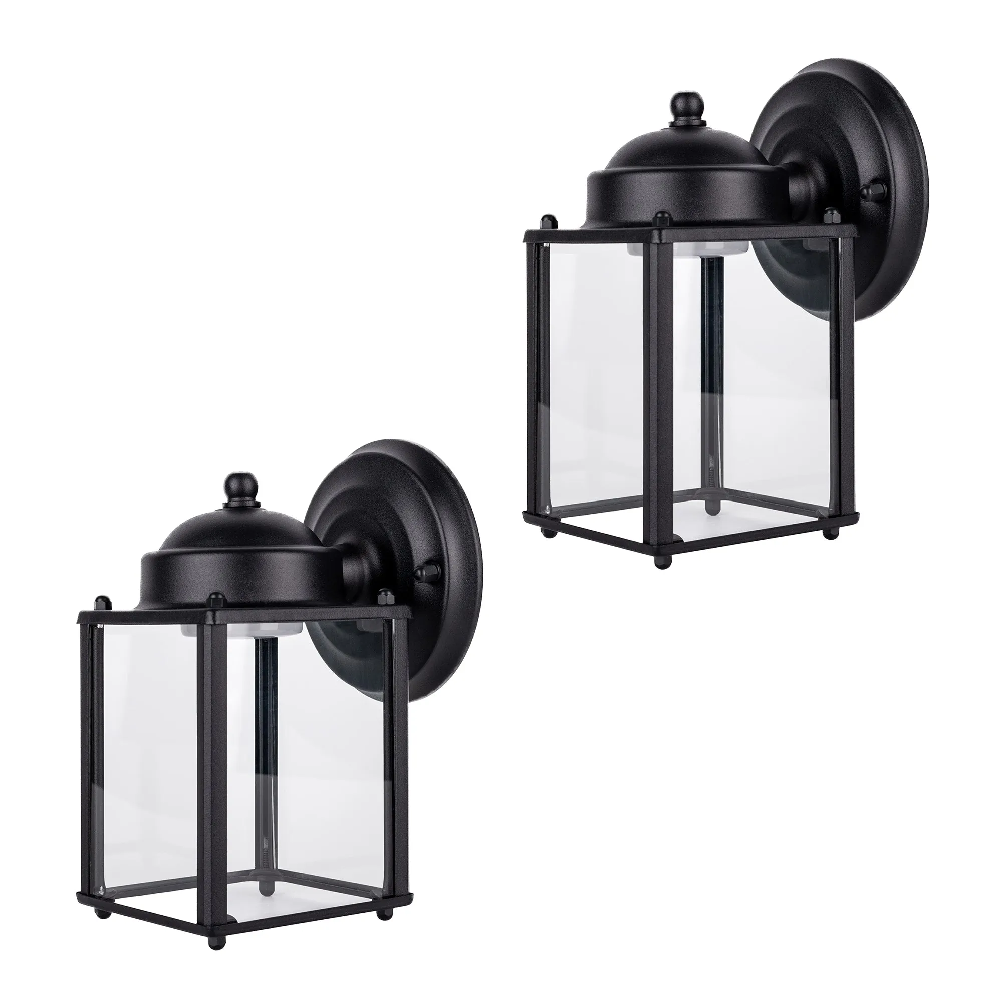 Outdoor Integrated LED Square Coach Light, 800 Lumens, 3K, Wet Location, Clear Glass, Black, Bronze, Nickel and White Finish