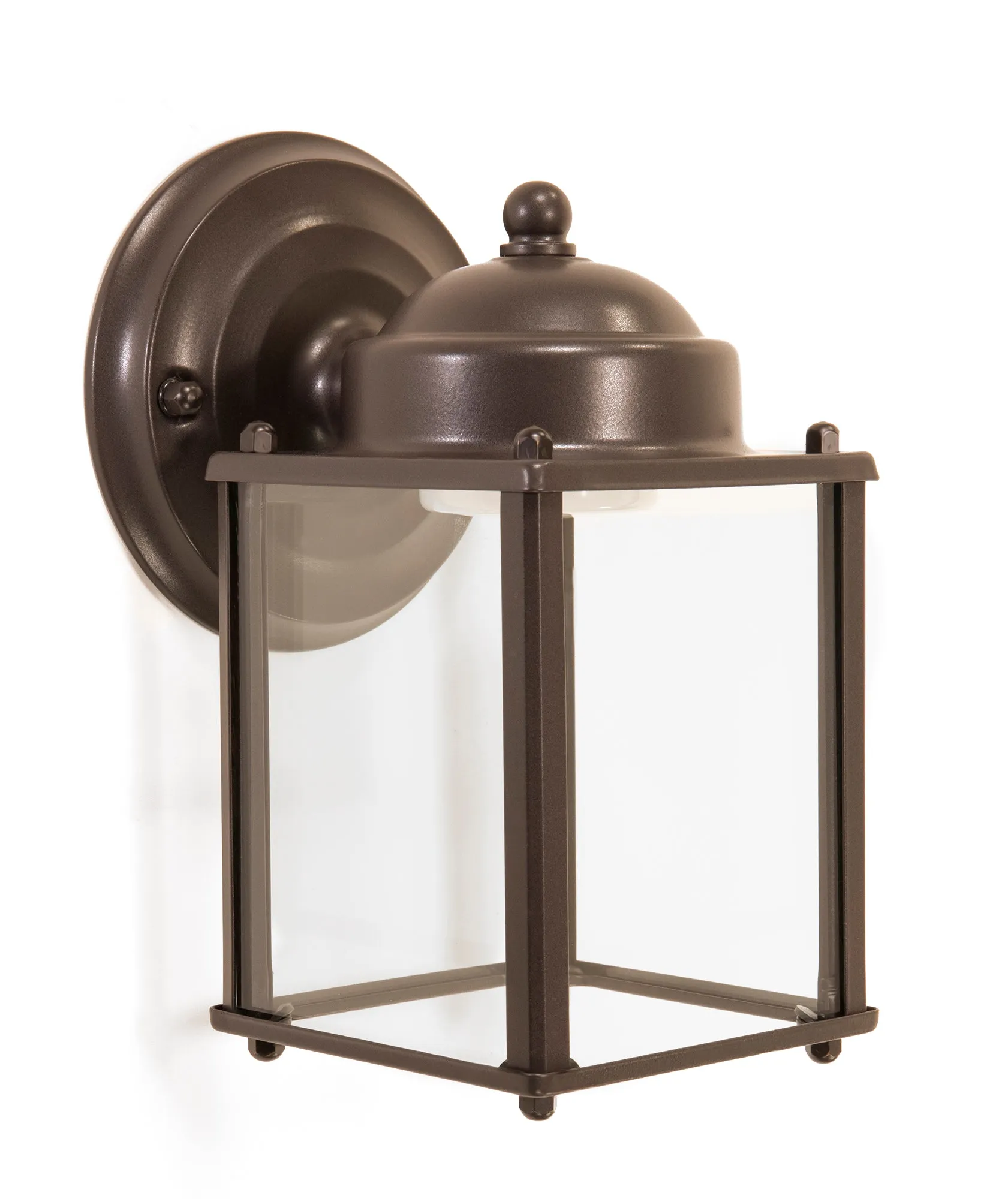 Outdoor Integrated LED Square Coach Light, 800 Lumens, 3K, Wet Location, Clear Glass, Black, Bronze, Nickel and White Finish