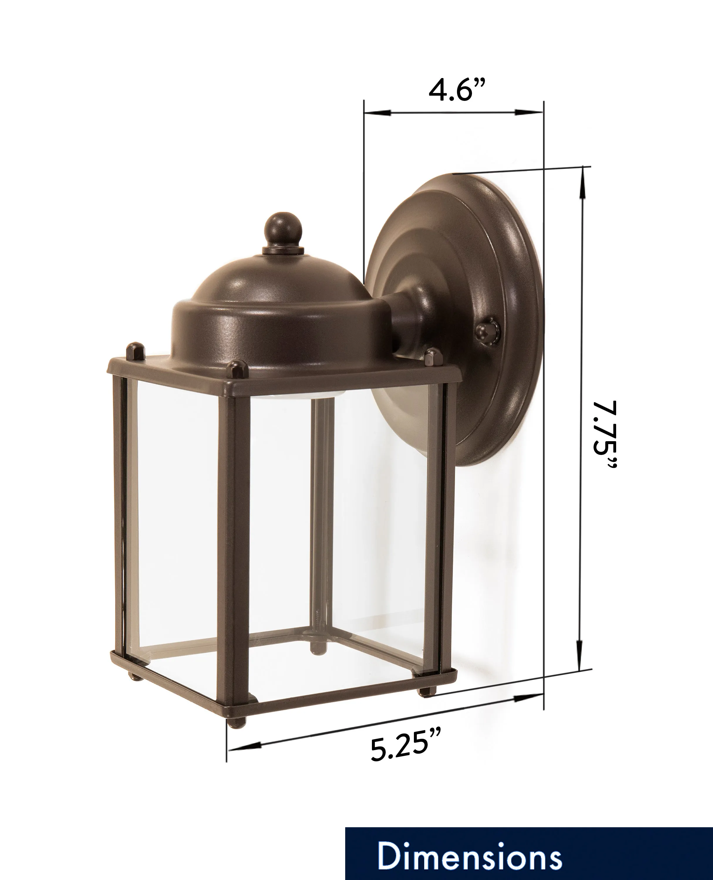 Outdoor Integrated LED Square Coach Light, 800 Lumens, 3K, Wet Location, Clear Glass, Black, Bronze, Nickel and White Finish