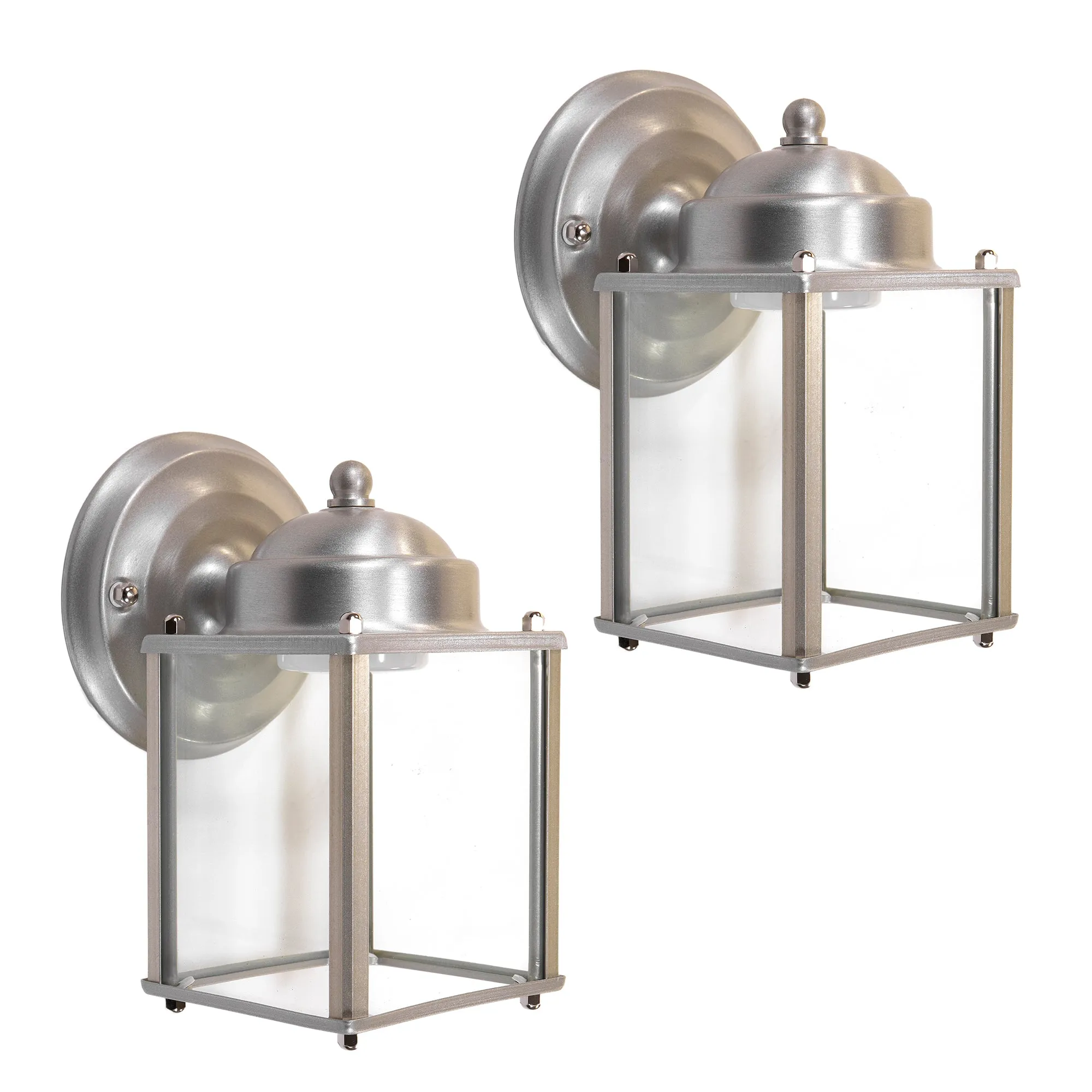 Outdoor Integrated LED Square Coach Light, 800 Lumens, 3K, Wet Location, Clear Glass, Black, Bronze, Nickel and White Finish