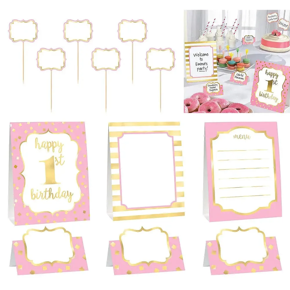 Pink & Gold 1st Birthday Buffet Decoration Kit