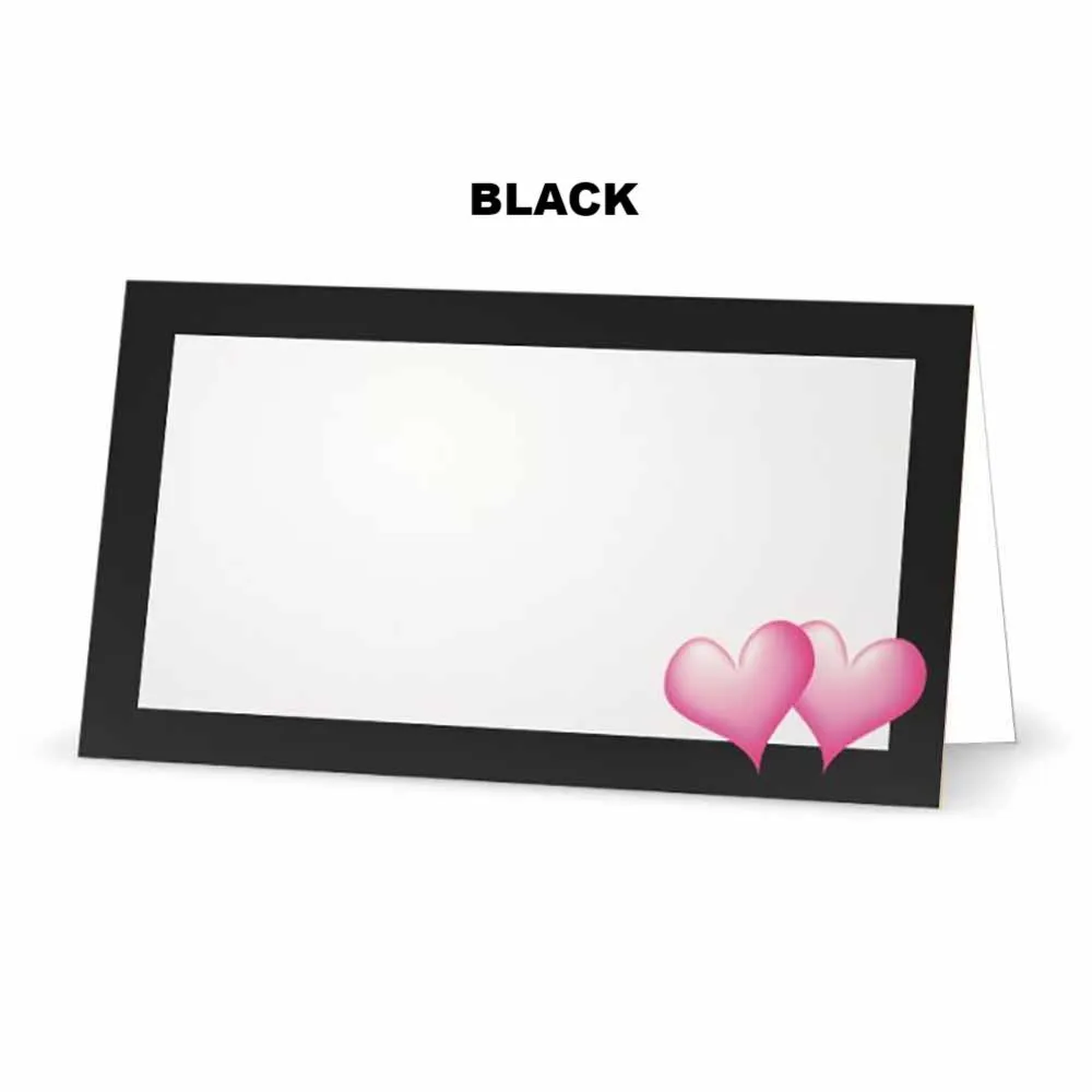 Pink Hearts Place Cards  - Tent Style - SELECT COLOR