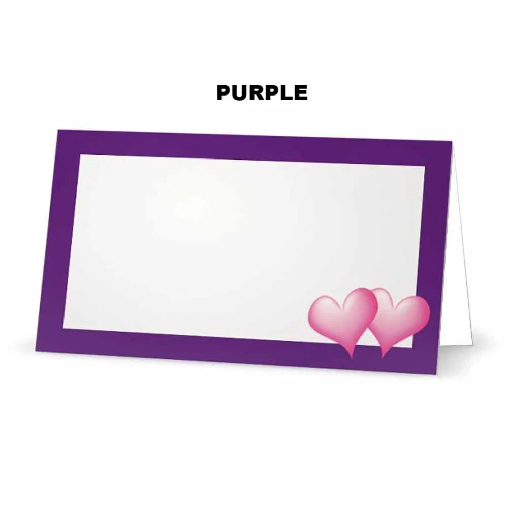 Pink Hearts Place Cards  - Tent Style - SELECT COLOR