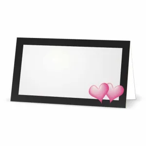 Pink Hearts Place Cards  - Tent Style - SELECT COLOR
