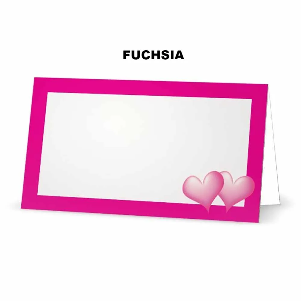 Pink Hearts Place Cards  - Tent Style - SELECT COLOR