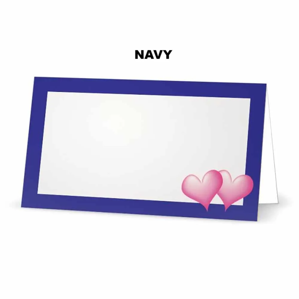 Pink Hearts Place Cards  - Tent Style - SELECT COLOR