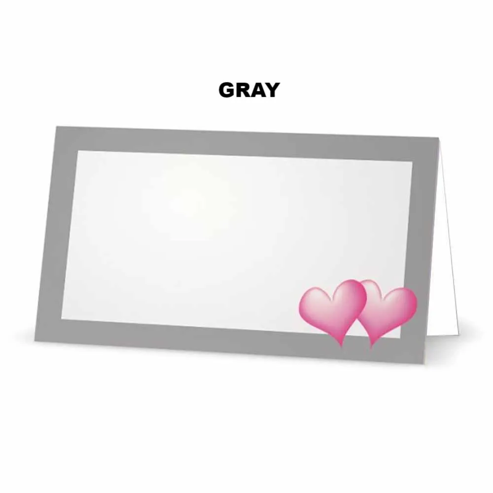 Pink Hearts Place Cards  - Tent Style - SELECT COLOR