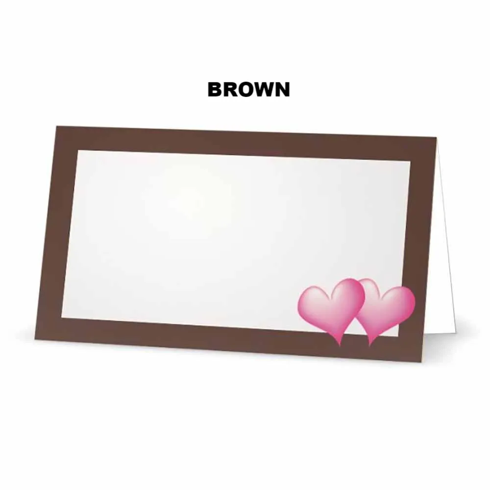 Pink Hearts Place Cards  - Tent Style - SELECT COLOR