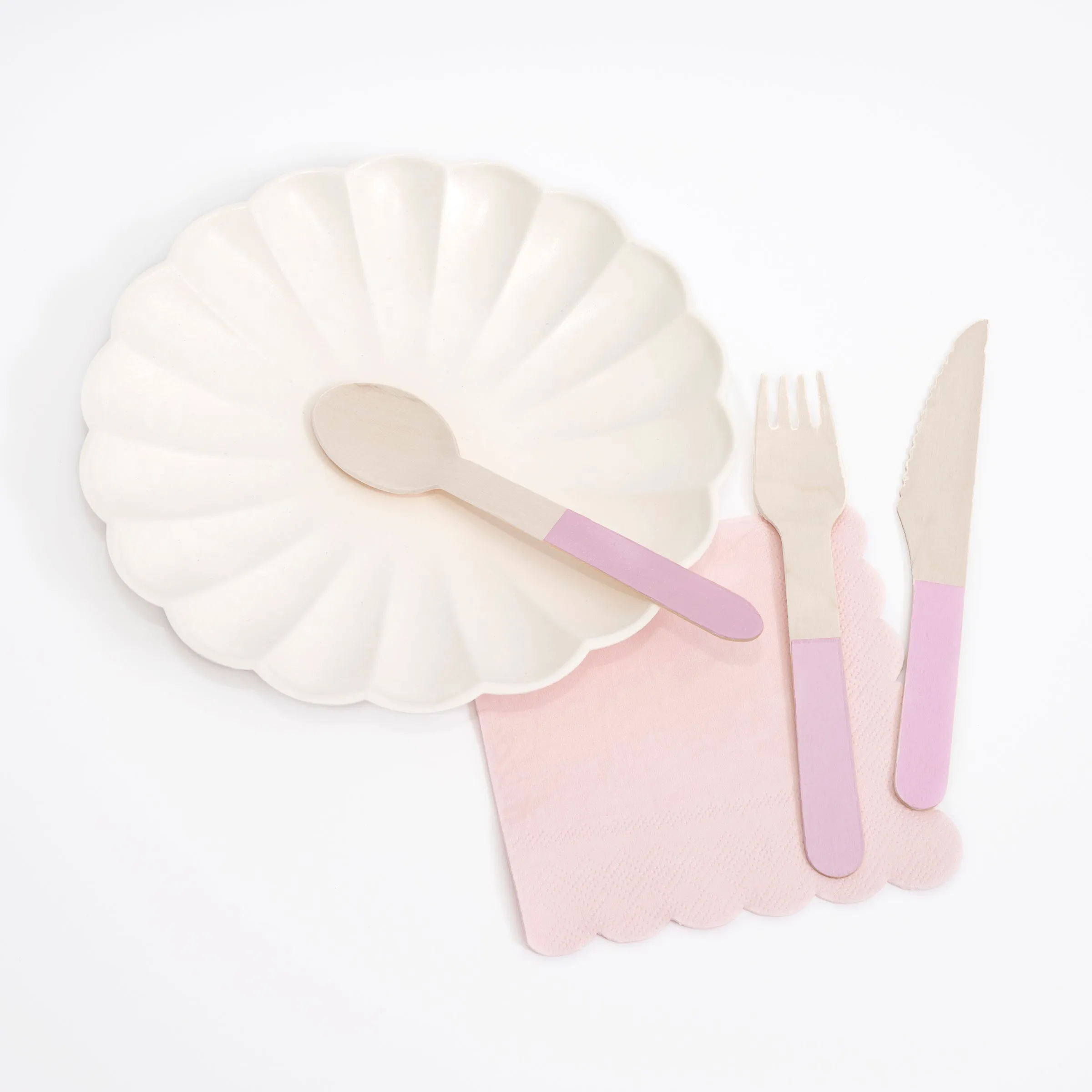 Pink Wooden Cutlery Set (x 24)