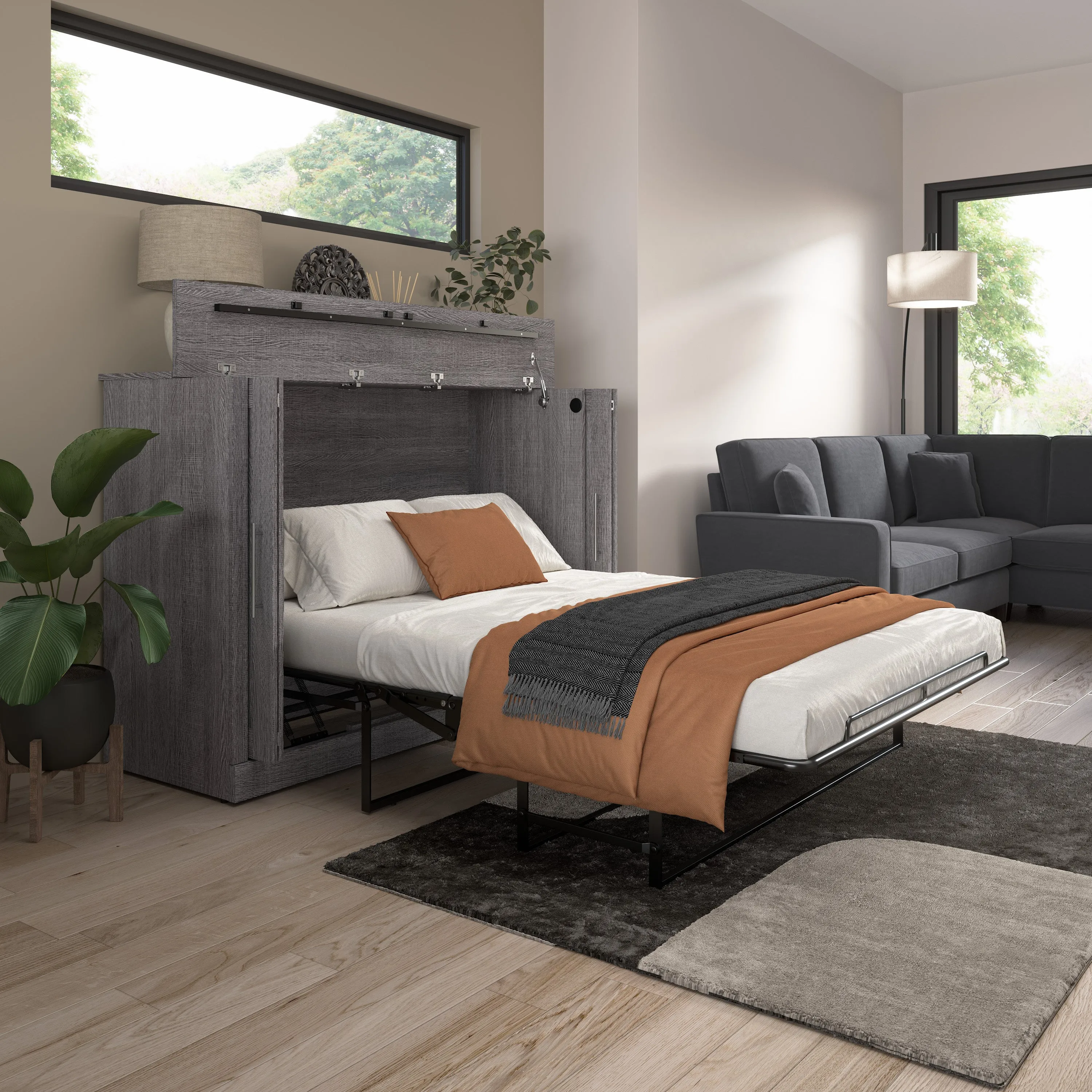 Pur 69W Full Cabinet Bed with Mattress - Available in 3 Colours