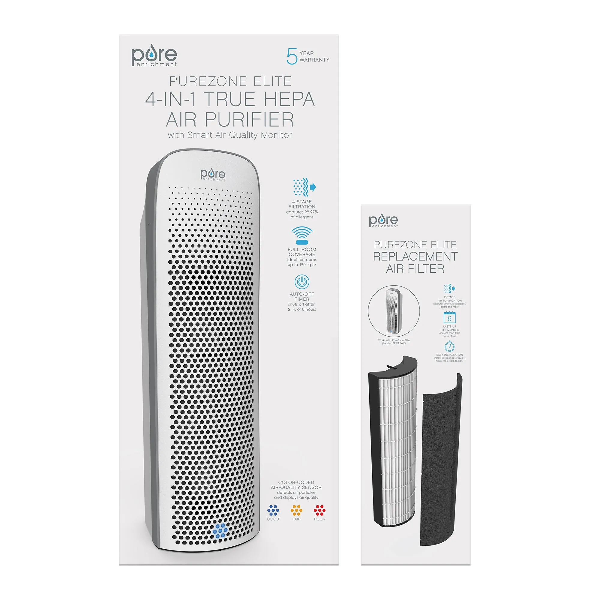 PureZone™ Elite 4-in-1 True HEPA Air Purifier & Replacement Filter Bundle