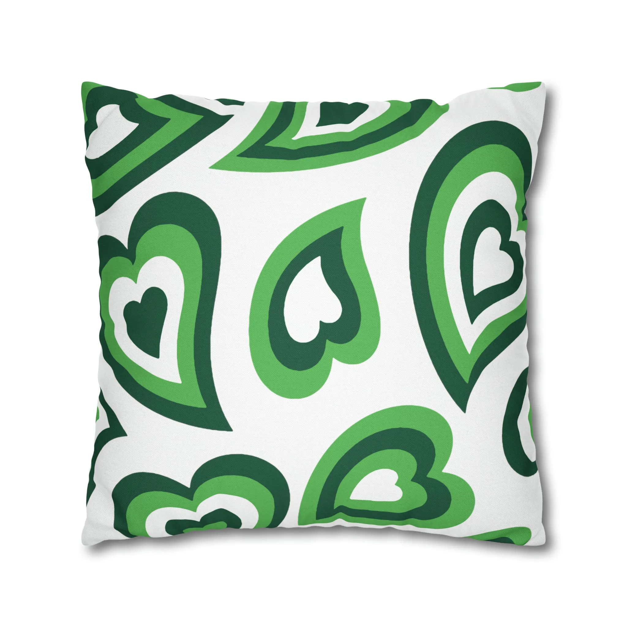 Retro Heart Pillow - Green & white, Heart Pillow, Hearts, Valentine's Day, Binghamton Bearcats,Bed Party Pillow, sleepaway Camp, dorm decor,