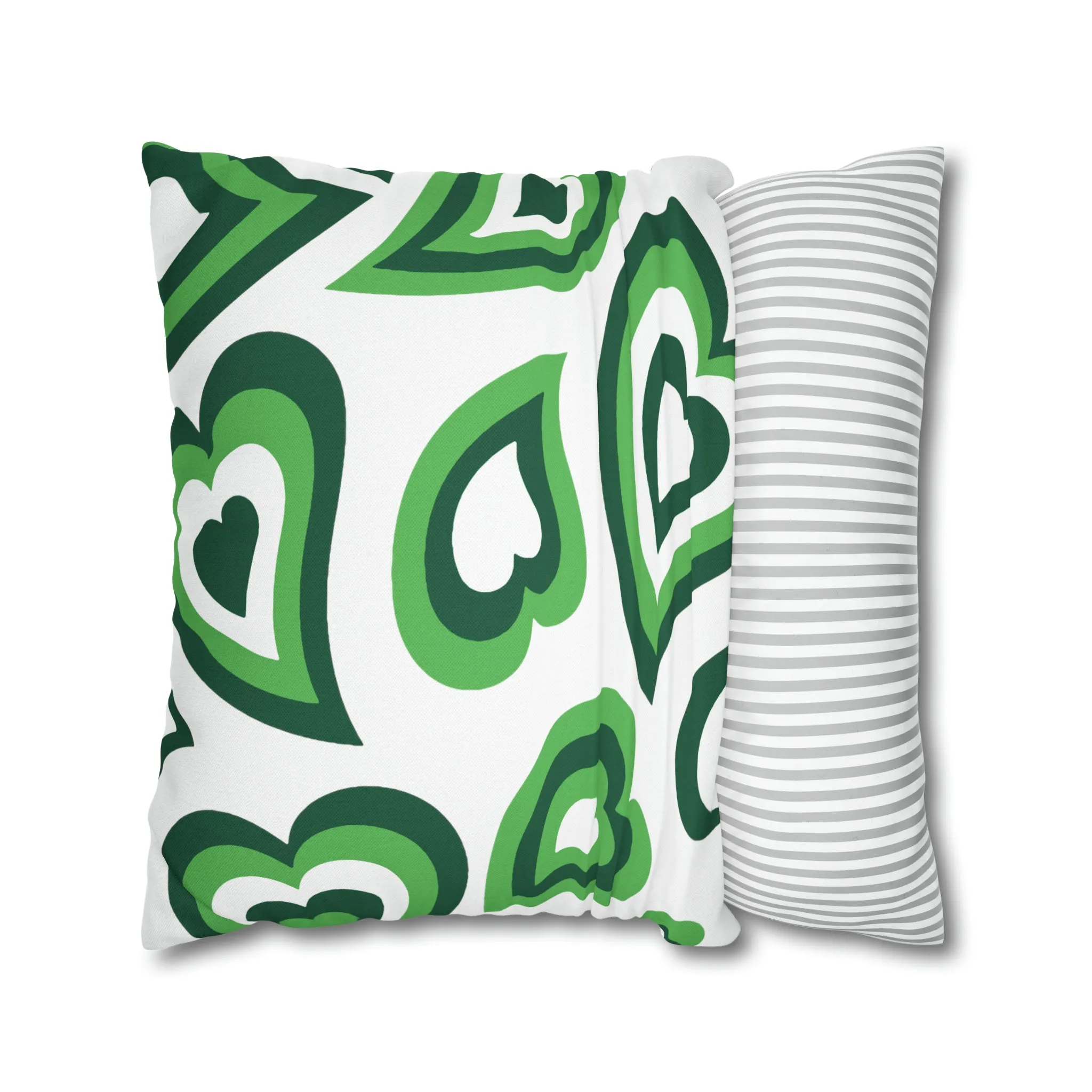 Retro Heart Pillow - Green & white, Heart Pillow, Hearts, Valentine's Day, Binghamton Bearcats,Bed Party Pillow, sleepaway Camp, dorm decor,