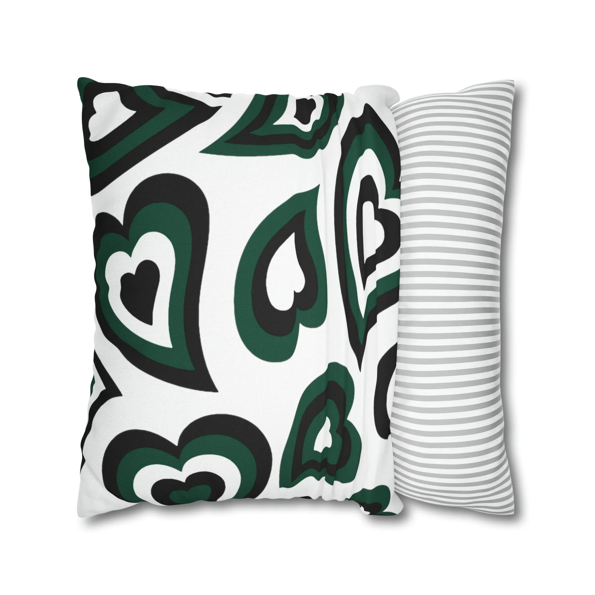 Retro Heart Pillow - Green and Black, Heart Pillow, Hearts, Valentine's Day, Michigan State, Bed Party Pillow, Sleepaway Camp Pillow, Camp