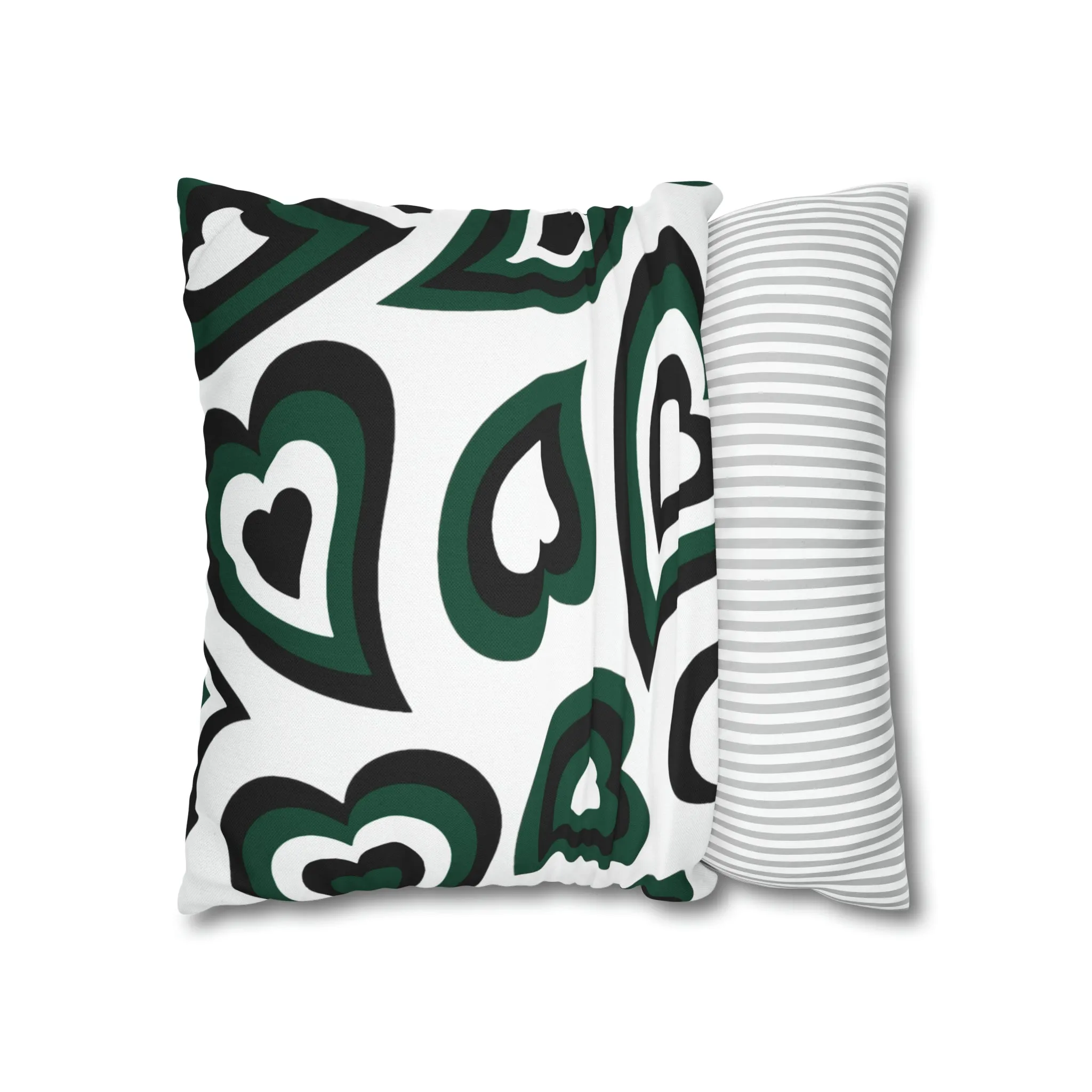 Retro Heart Pillow - Green and Black, Heart Pillow, Hearts, Valentine's Day, Michigan State, Bed Party Pillow, Sleepaway Camp Pillow, Camp