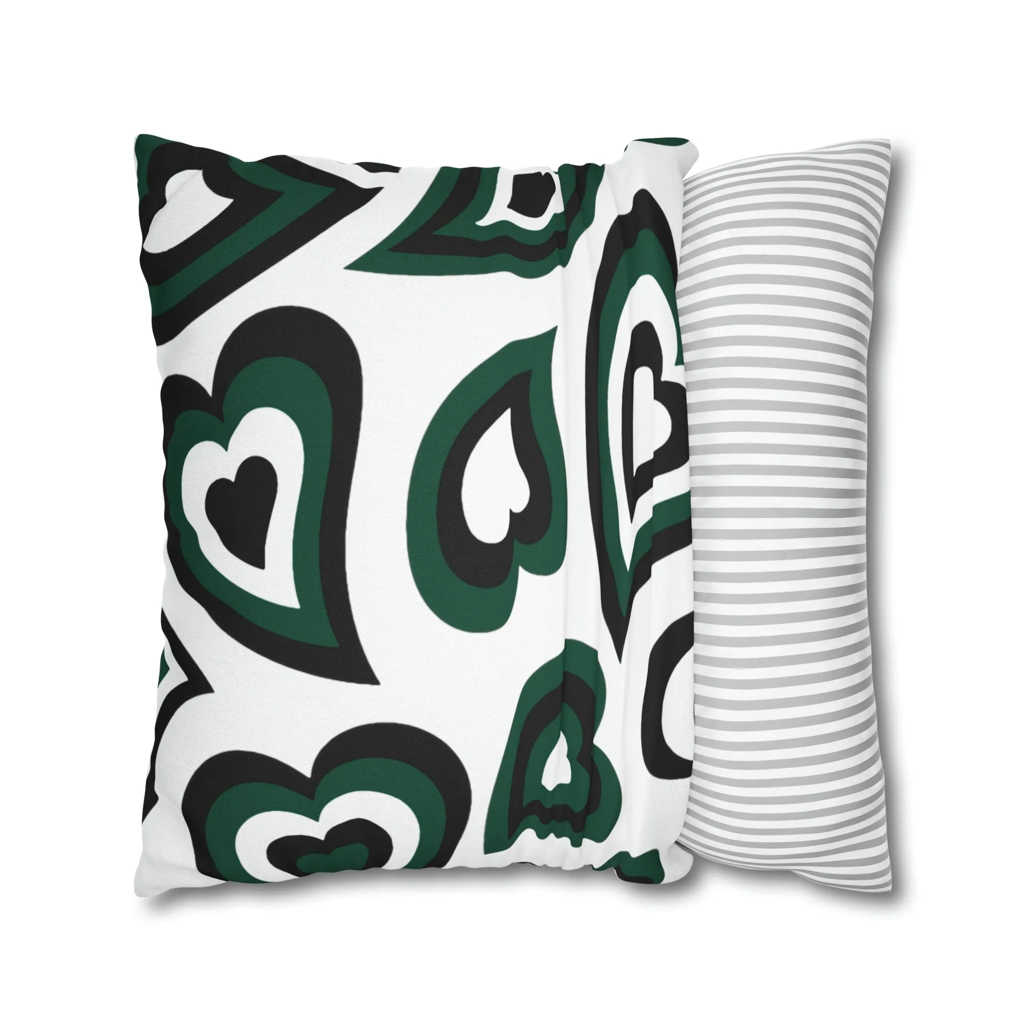 Retro Heart Pillow - Green and Black, Heart Pillow, Hearts, Valentine's Day, Michigan State, Bed Party Pillow, Sleepaway Camp Pillow, Camp