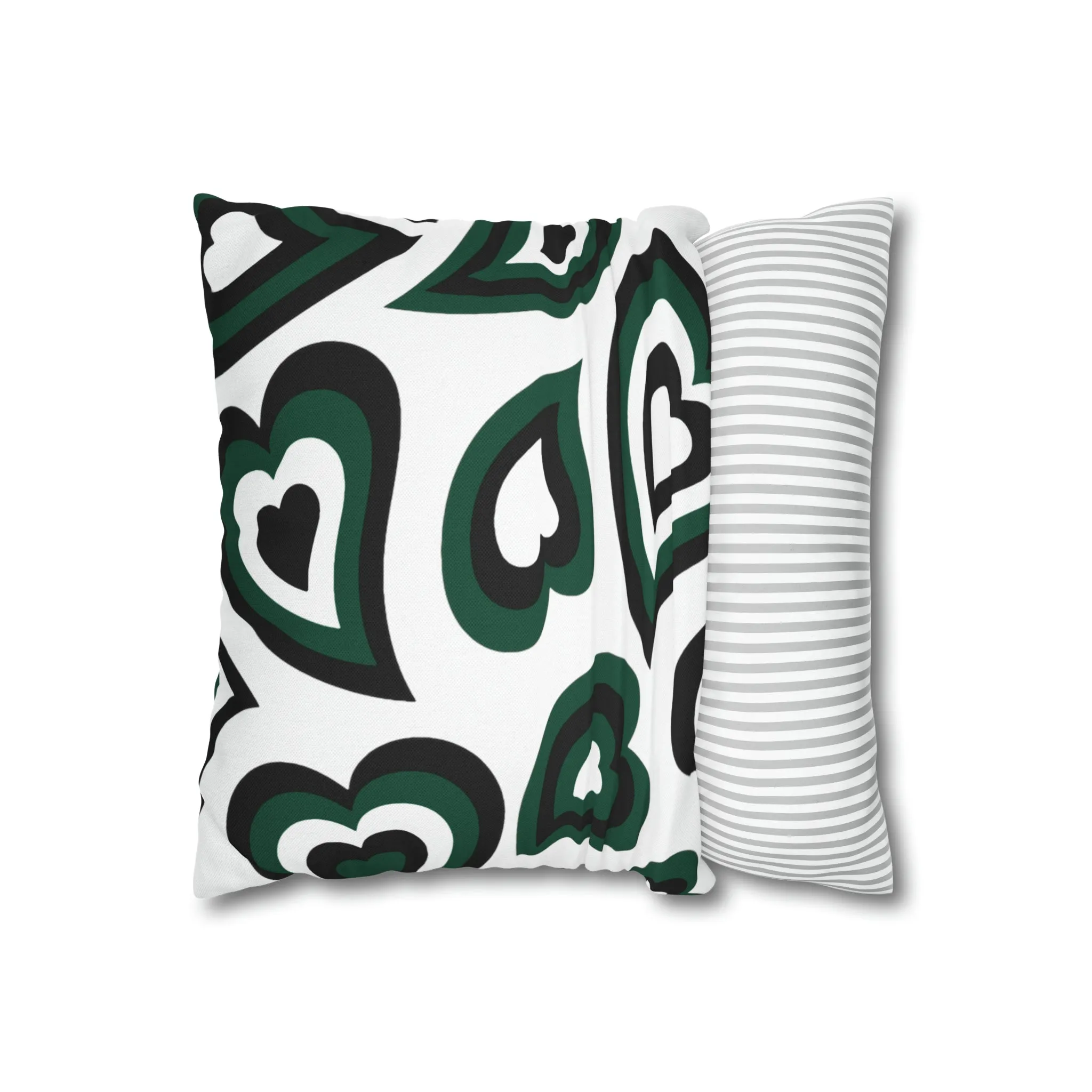 Retro Heart Pillow - Green and Black, Heart Pillow, Hearts, Valentine's Day, Michigan State, Bed Party Pillow, Sleepaway Camp Pillow, Camp