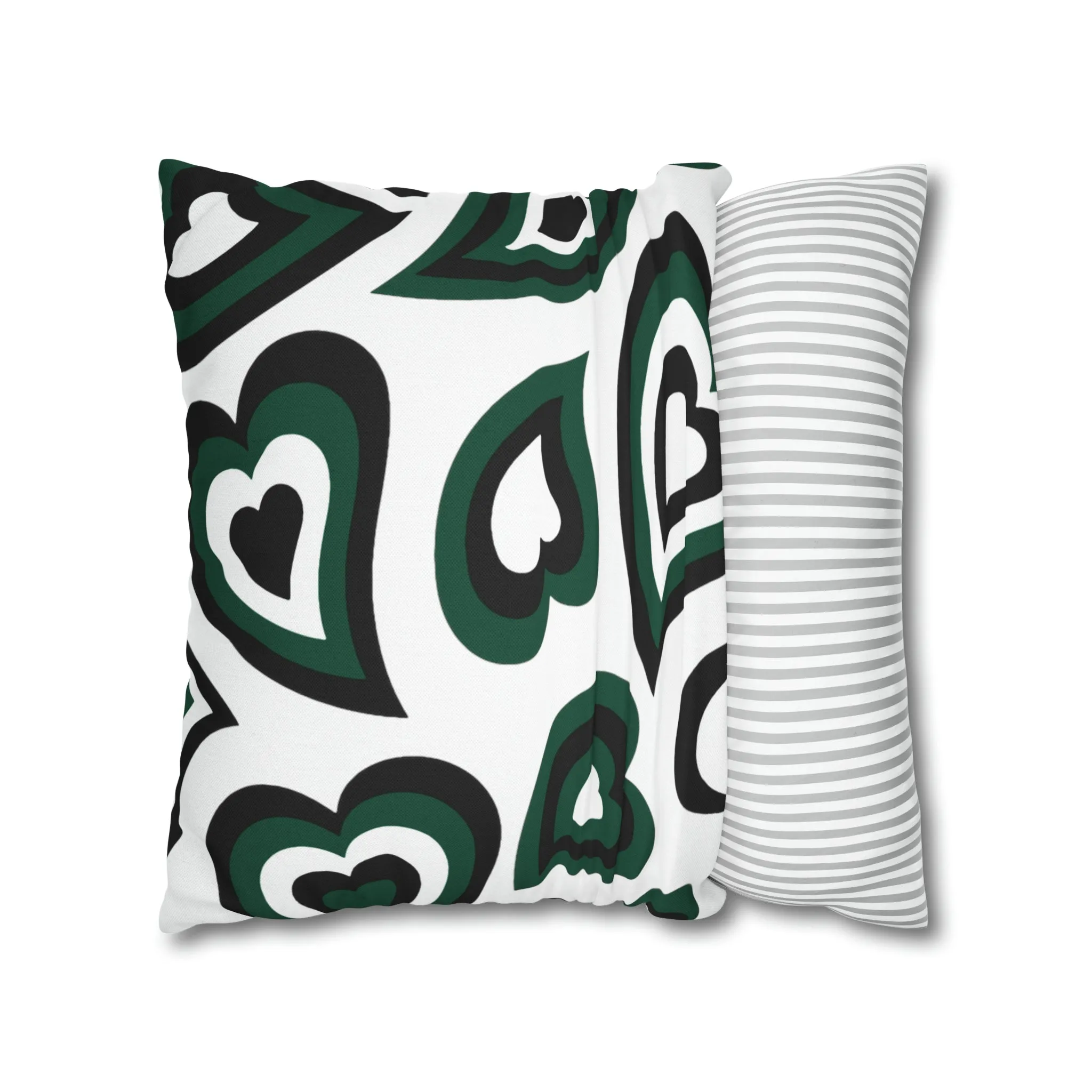 Retro Heart Pillow - Green and Black, Heart Pillow, Hearts, Valentine's Day, Michigan State, Bed Party Pillow, Sleepaway Camp Pillow, Camp