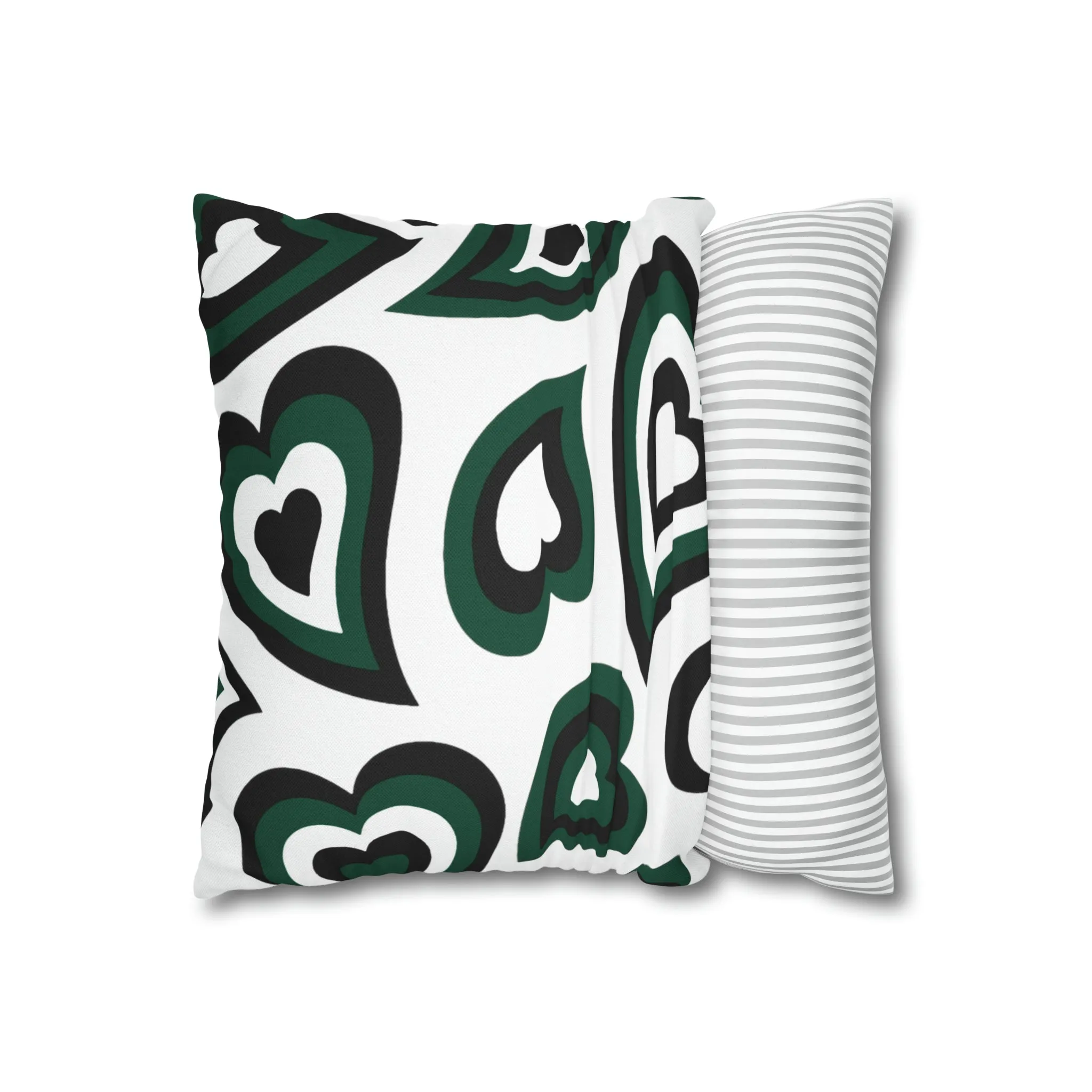 Retro Heart Pillow - Green and Black, Heart Pillow, Hearts, Valentine's Day, Michigan State, Bed Party Pillow, Sleepaway Camp Pillow, Camp