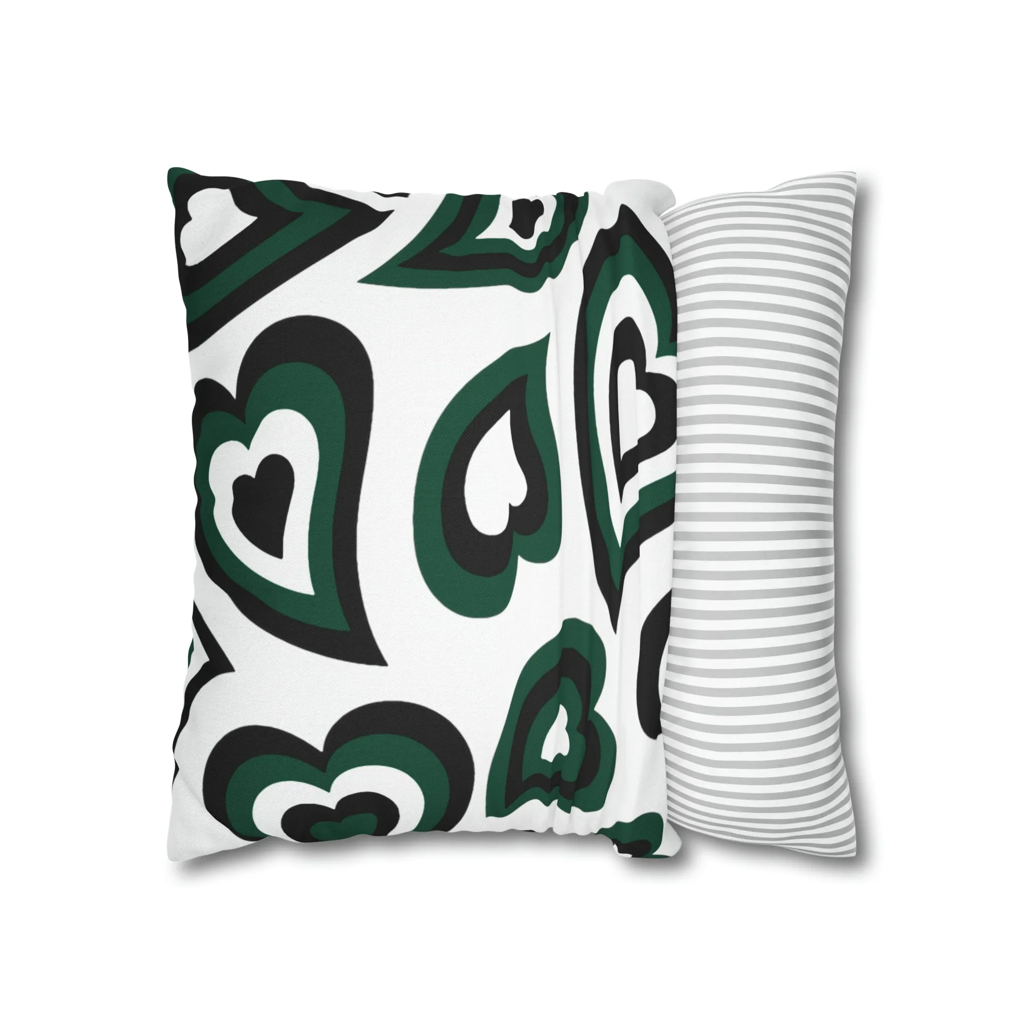 Retro Heart Pillow - Green and Black, Heart Pillow, Hearts, Valentine's Day, Michigan State, Bed Party Pillow, Sleepaway Camp Pillow, Camp