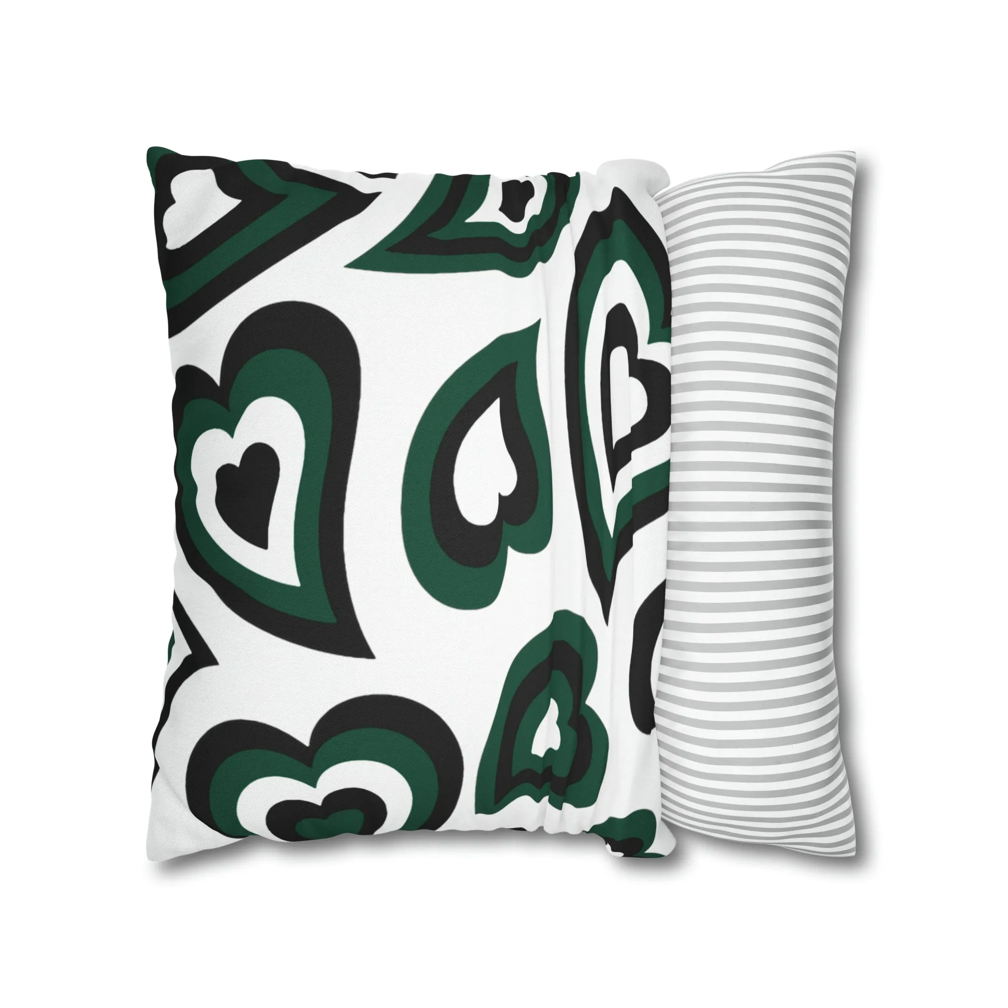 Retro Heart Pillow - Green and Black, Heart Pillow, Hearts, Valentine's Day, Michigan State, Bed Party Pillow, Sleepaway Camp Pillow, Camp