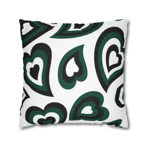 Retro Heart Pillow - Green and Black, Heart Pillow, Hearts, Valentine's Day, Michigan State, Bed Party Pillow, Sleepaway Camp Pillow, Camp