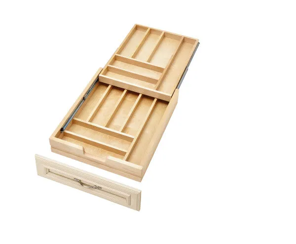 Rev-A-Shelf Wood Tiered DBL Cutlery Org W/SC 21" FF  H Slide 4WTCD-21HSC-1